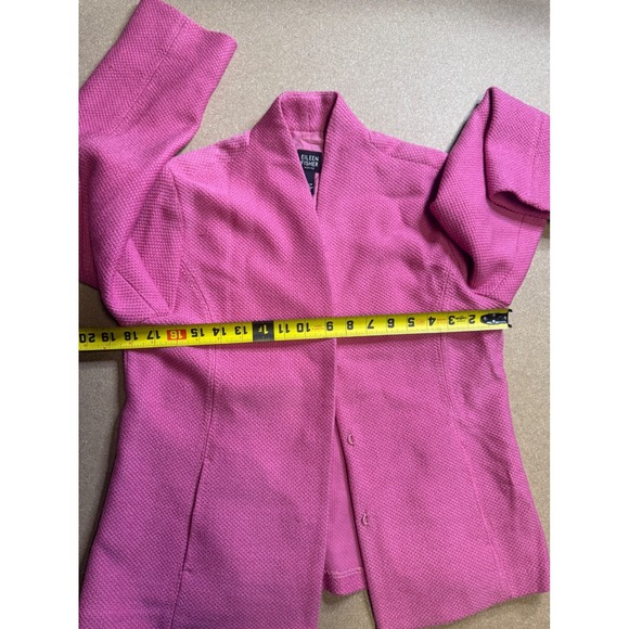 Eileen Fisher Petite Pink Virgin Wool Textured Stand Collar Blazer Jacket PM - Picture 7 of 10